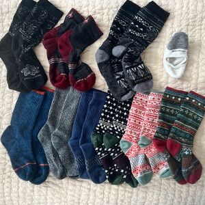 Lot of 11 pair Smartwool and Bombas Women Small merino wool cotton